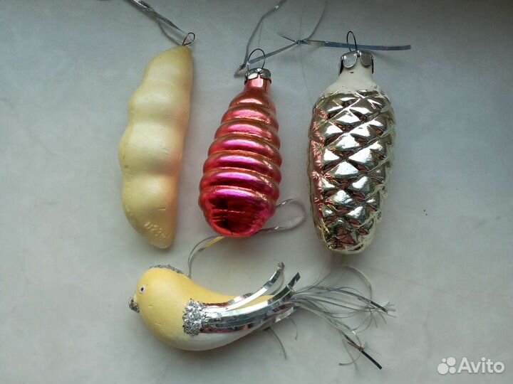 Елочные игрушки, набор -4 шт. СССР