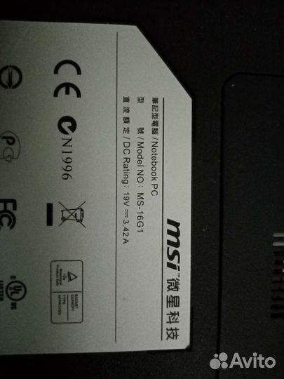 Ноутбук msi ms-16G1
