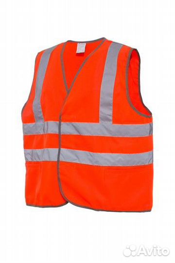 Жилет сигнальный, неон, цв. оранжевый со-3 тр (р.5
