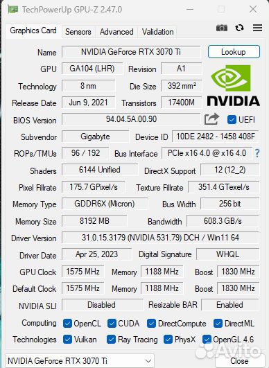 Видеокарта rtx 3070 ti