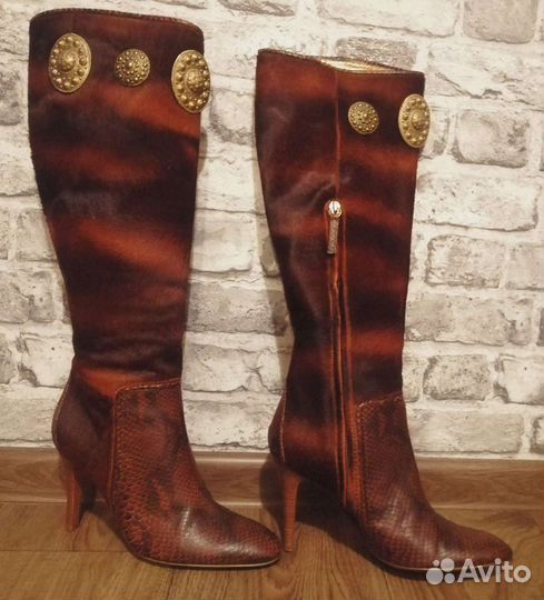 Сапоги Roberto cavalli, кожа+мех пони