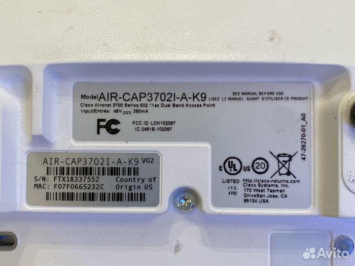 Точка доступа cisco air-cap3702i-a-k9 / 4 шт