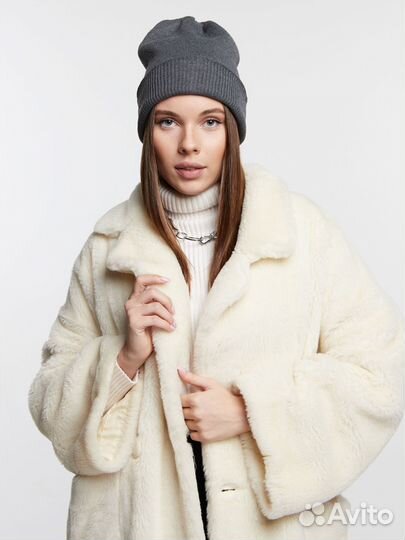 Двойная теплая шапка мелкой вязки Шапки Оптом