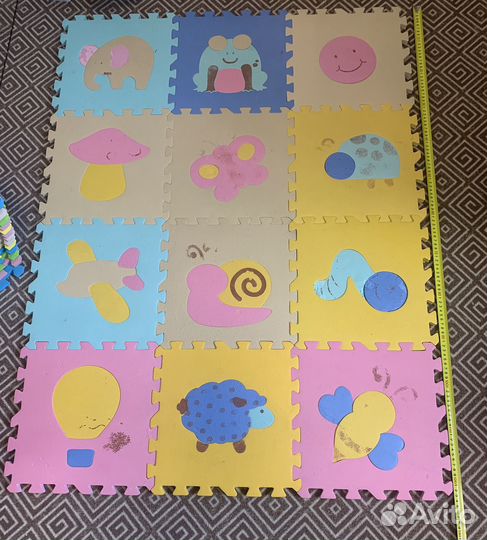 Мягкий коврик - пазл, детский коврик, 34 шт