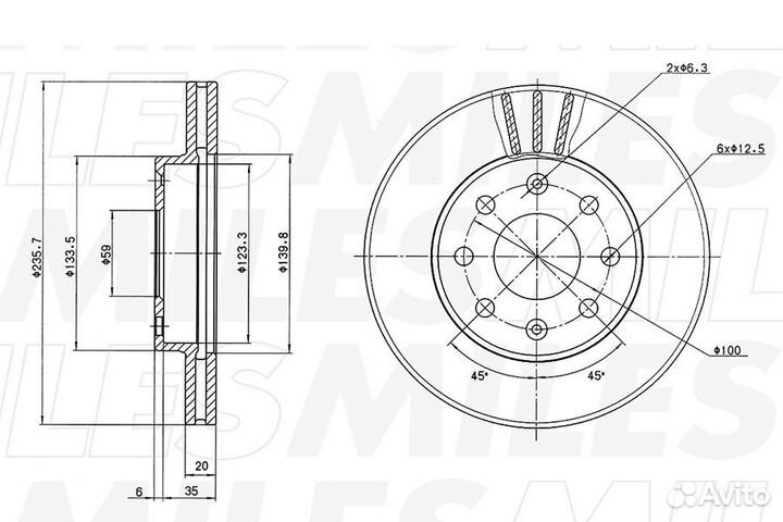 Диск тормозной передний Chevrolet Lanos