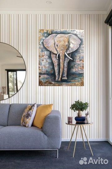 Картина интерьерная с поталью Слон