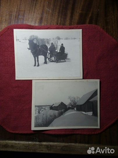 Фото «Русская деревня, сани» до 1917 г. 2 шт