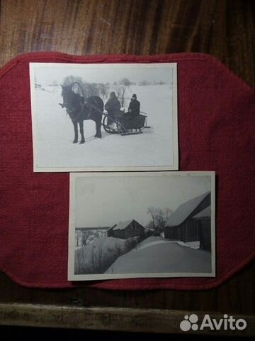 Фото «Русская деревня, сани» до 1917 г. 2 шт