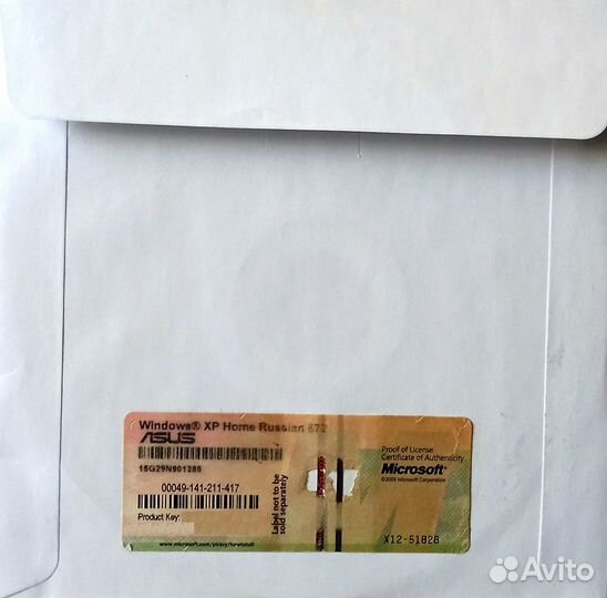 Диск рекавери с Windows XP с SP3 лицензия asus