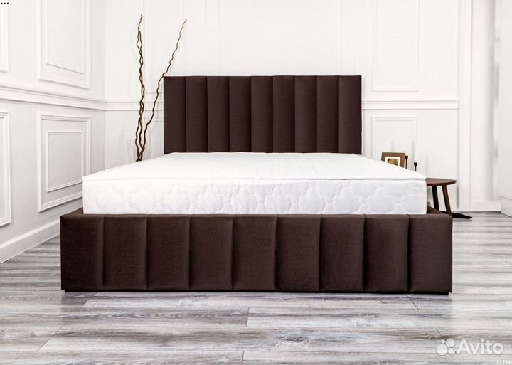 Кровать 160х200 шоколад Богема в велюре