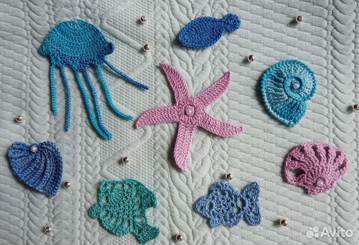 Аппликации морские крючком