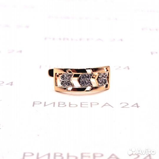 Золотые серьги с фианитами 585 проба 2.86 грамм