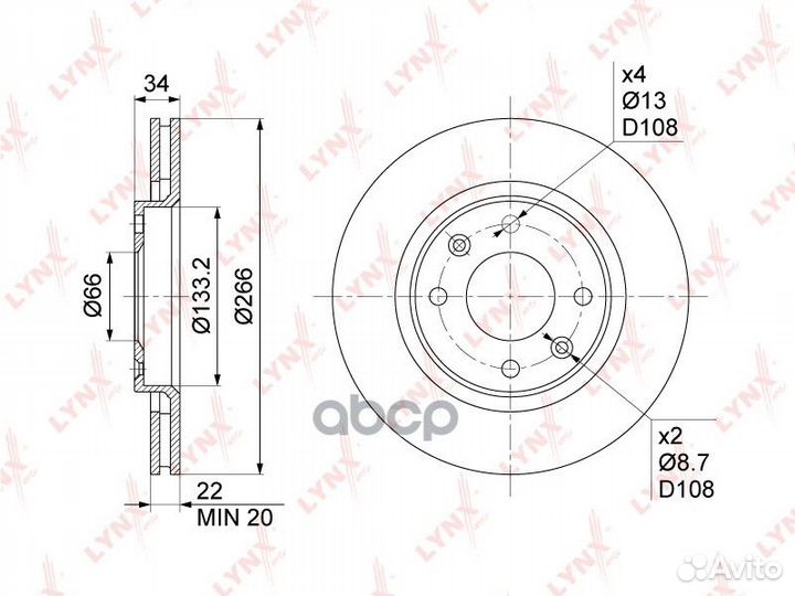 Диск тормозной перед BN1014 lynxauto