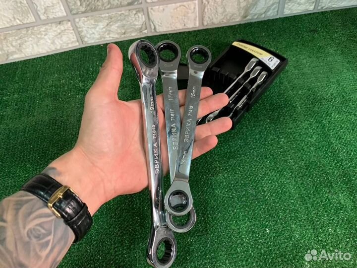 Набор ключей с трещоткой Эврика Pro