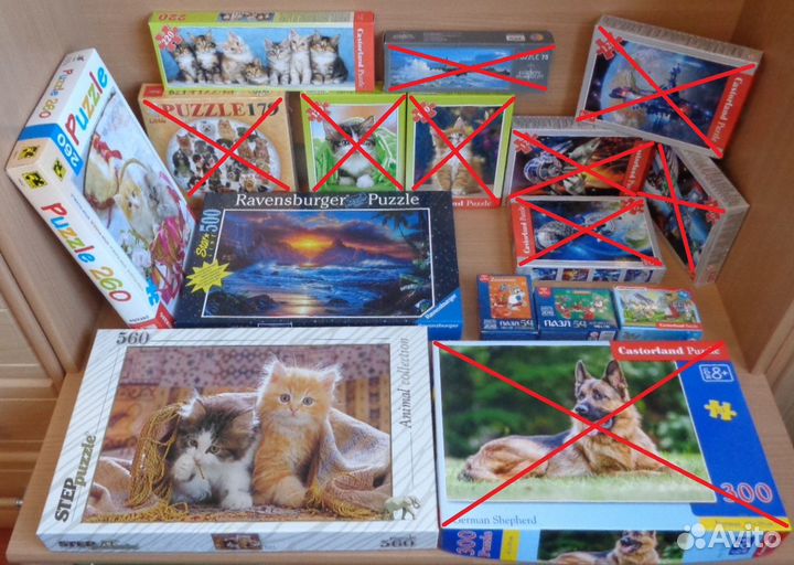 Комплект пазлов разных размеров