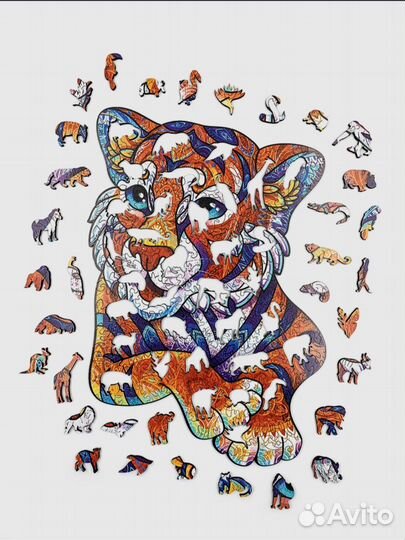 Новый запечатанный деревянный пазл тигренок