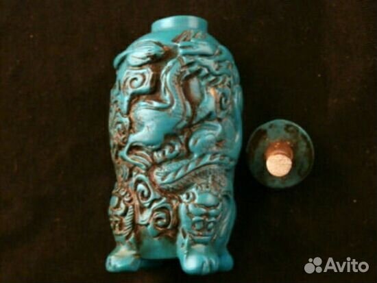 Винтажный Флакон резной бирюзовый