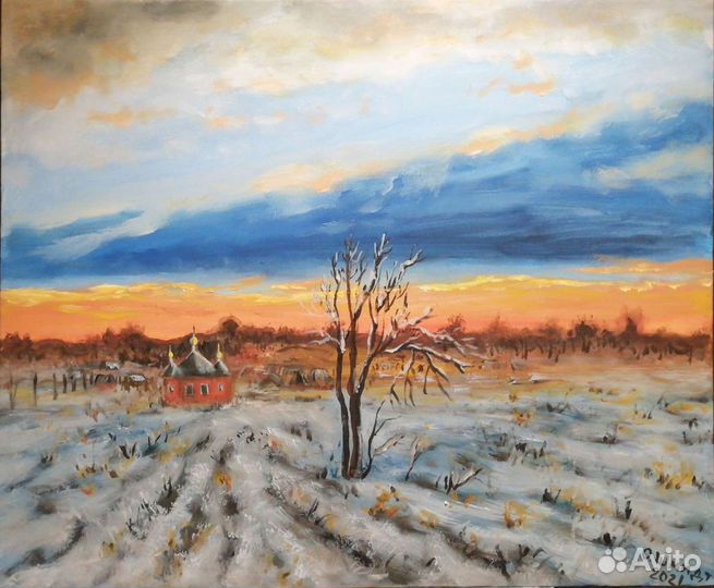 Зимние пейзажи маслом на холсте