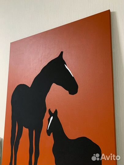Интерьерная картина лошади минимализм 100х70