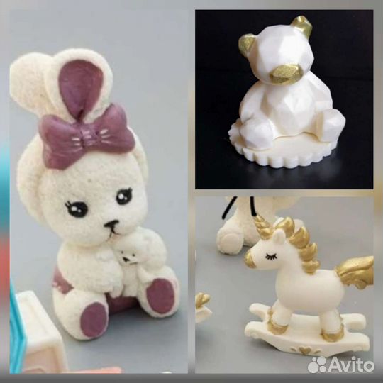 Силиконовый молд для шоколада зайка, мишка,лошадка