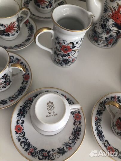 Кофейный сервиз ГДР SEP Eisenberg Жар птица