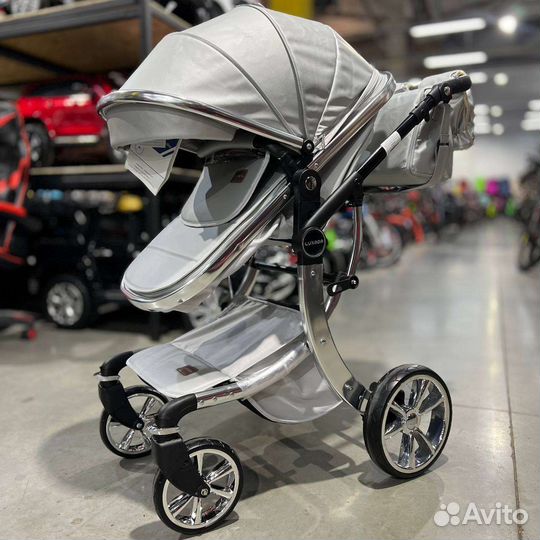 Коляска 3в1 Новая Кожа 608 2023 (Серая)