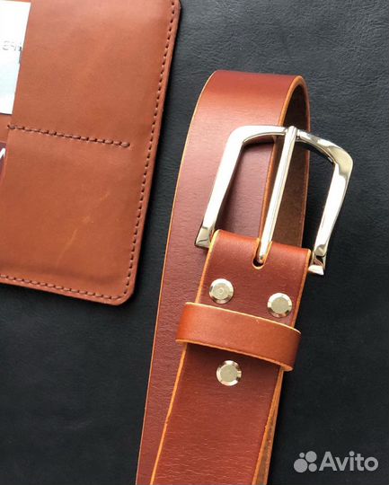 Мужской кожаный ремень ручной работы