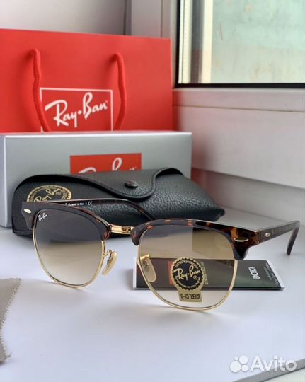 Очки ray ban clubmaster коричневые