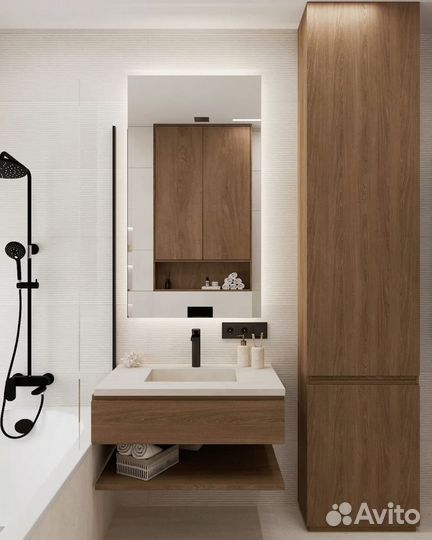 Шкаф с тумбой в ванную комнату на заказ