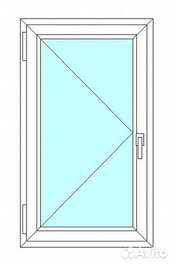 Окно veka WHS60, 1 ств., 2-кам. с/п, 600x1100