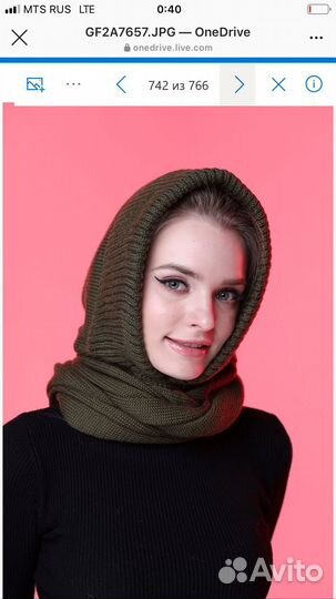 Капор с шарфом в два оборота