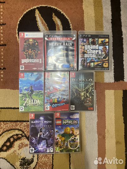 Картриджи на nintendo switch и диски Ps3