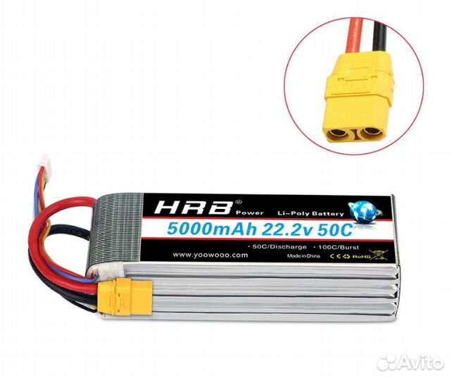 Lipo аккумулятор HRB 22.2V 5000mAh 50C