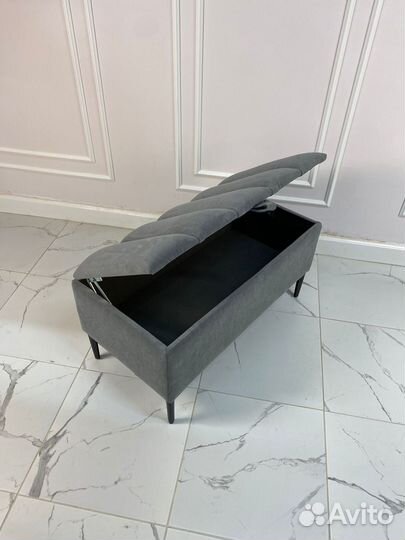 Банкетка Гиффа-Лофт с местом для хранения, серая