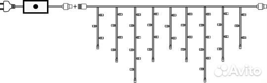 Гирлянда бахрома-каучук 100 LED тепло-белый, 3Х0,6