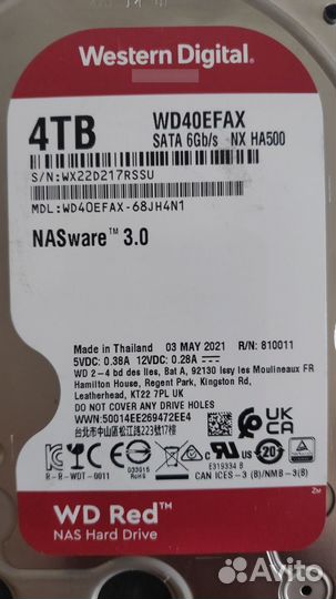 Жесткий диск Western Digital Red TB (WD40efax)