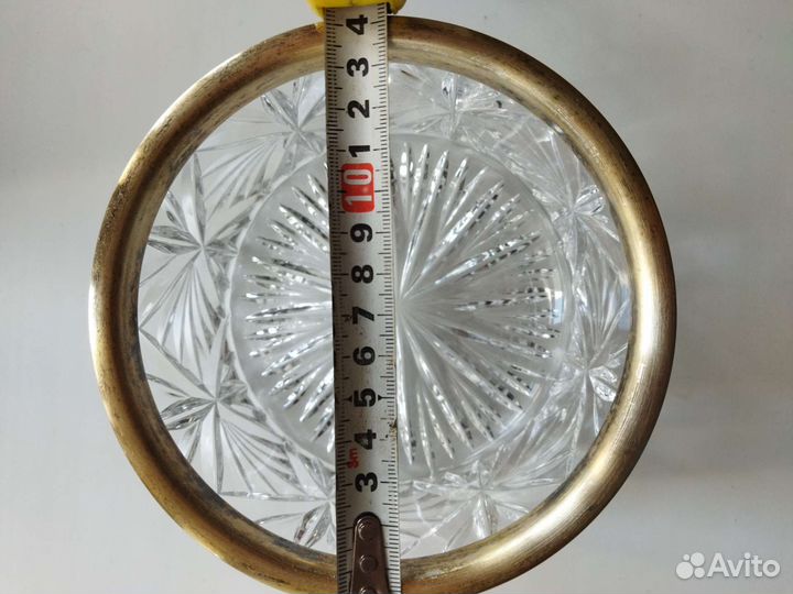 Хрустальная конфетница СССР с мельхиором