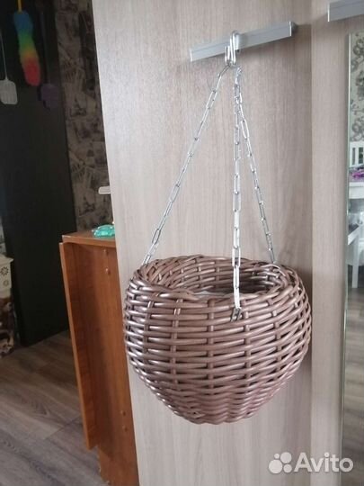 Кашпо подвесное из ротанга, ручная работа