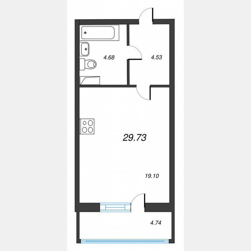 Квартира-студия, 33,1 м², 10/22 эт.