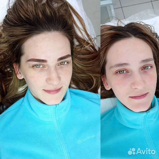 Перманентный макияж бровей, пудровое напыление