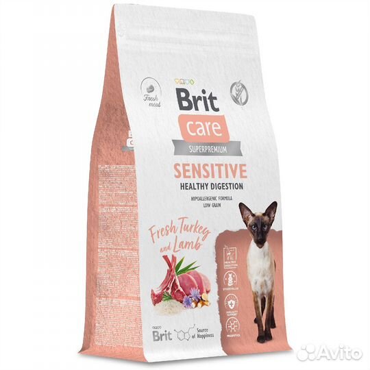 Корм д/кошек Brit Care Cat Sensitive индейка 1,5кг