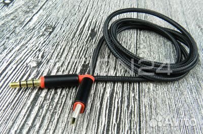 Кабель AUX KM USB-C - Jack 3.5mm (папа) (черный) 1