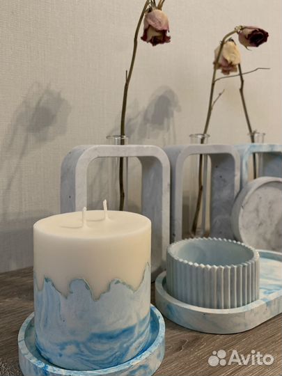 Свеча на бетоне из соевого воска