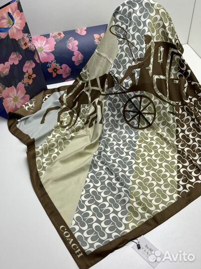 Шелковый платок шаль Coach разные оттенки