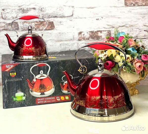 Набор Чайник+Заварник с золотым орнаментом