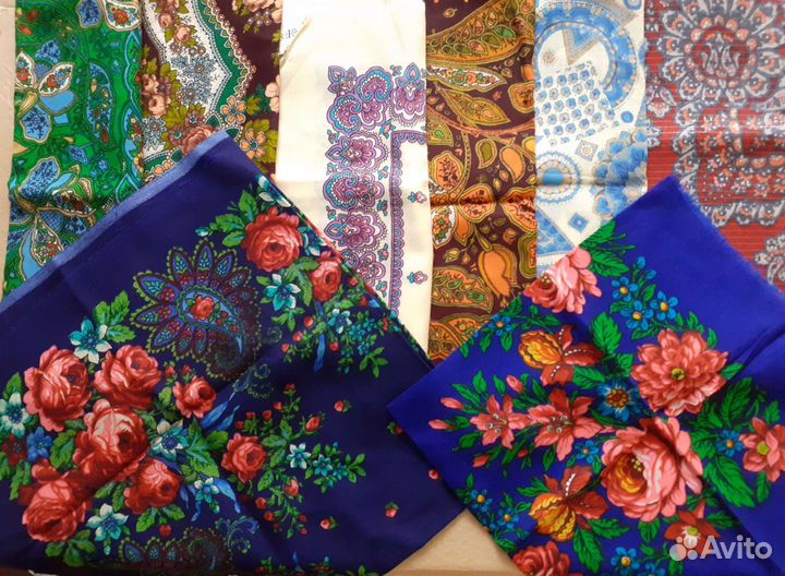 Платки чистошерстяные 85см с этикетками Павлопосад