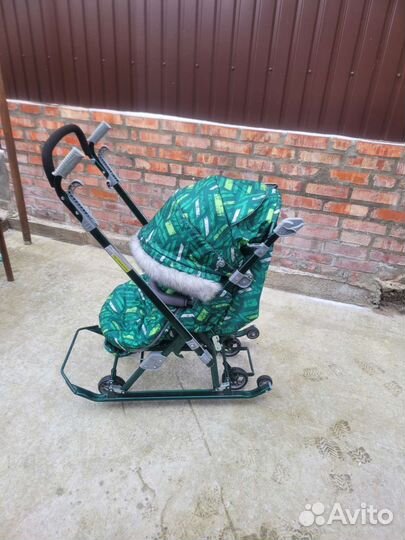 Коляска - санки Ника Зелёный нд7-8SK-дм/2