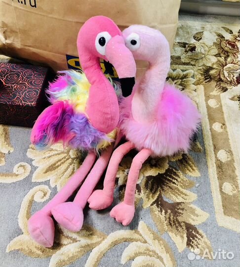 Лот два друга фламинго, мягкие игрушки