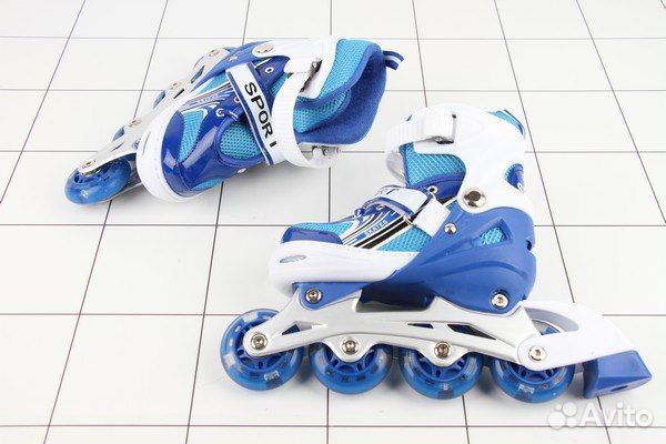 Ролики раздвижные голубые (31 - 34)