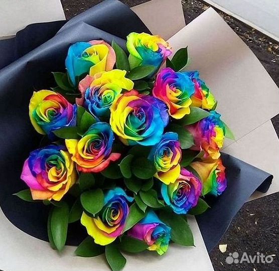 Радужные розы Цветы Доставка